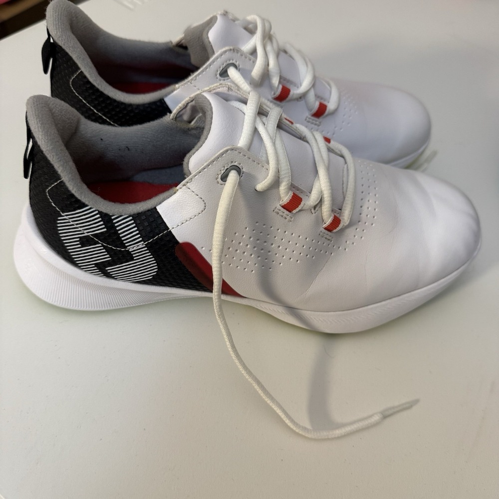 FootJoy Junior Fuel Golf Shoe. Men's  US Size 5 Medium. White, Red, Black